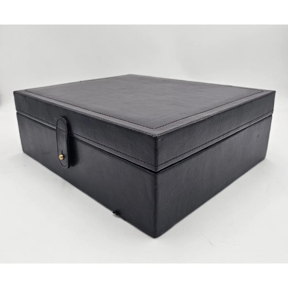 Brown Leather Photo Keepsake Storage Box With 2 Matching 3-Ring Binders